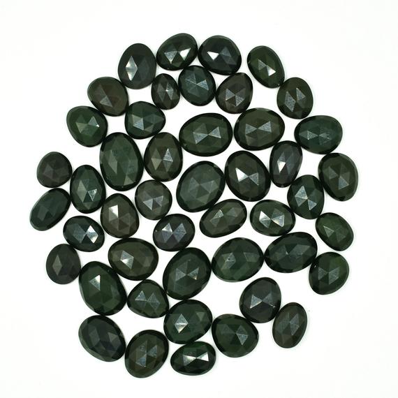 Natural Rainbow Obsidian Rosecuts Loose Gemstone 8x10 To 12x16 Mm Loose Stone Obsidian Unshaped Rose Cut For Jewelry Making Price Per Set