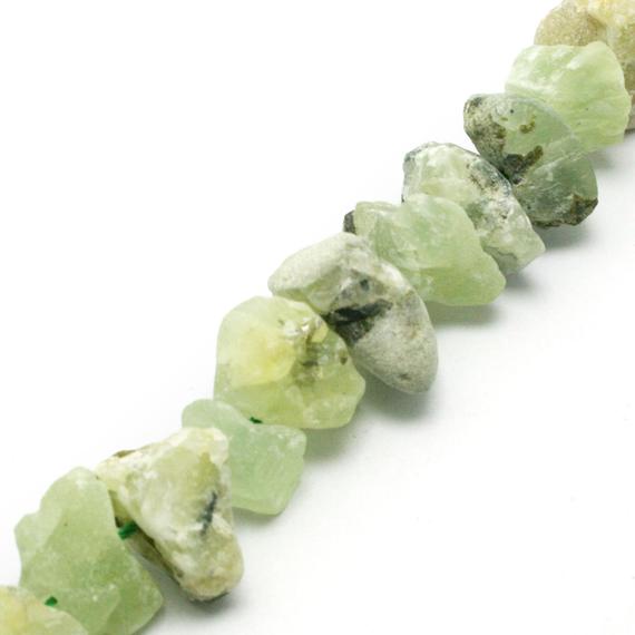 Natural Raw Prehnite Green 15~20mm Faceted Nugget, 42 Pcs/strand