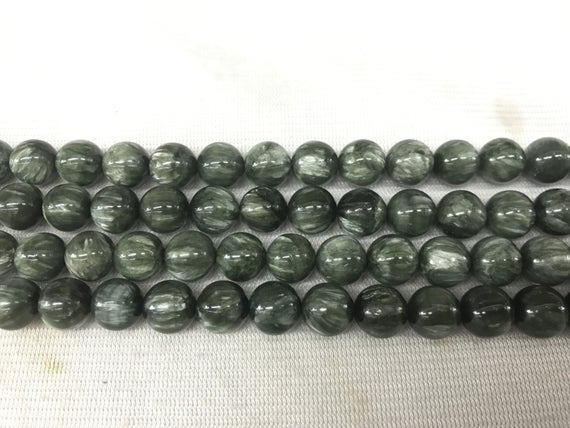 Natural Seraphinite 10mm Round Genuine Green Loose Beads 15 Inch = 38 Beads Jewelry Supply Bracelet Necklace Material Support Wholesale