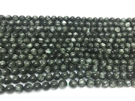 Natural Seraphinite 6mm - 7mm Round Genuine Green Gemstone Gradeaa Loose Beads 15inch Jewelry Supply Bracelet Necklace Material Wholesale