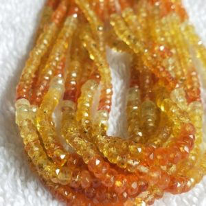 Shop Yellow Sapphire Beads! Natural Yellow Sapphire Rondelle Faceted Beads , Precious Shaded Sapphire Beads , 2 to 3.5 mm Beads , 14 Inches 1 Strand. | Natural genuine faceted Yellow Sapphire beads for beading and jewelry making.  #jewelry #beads #beadedjewelry #diyjewelry #jewelrymaking #beadstore #beading #affiliate #ad