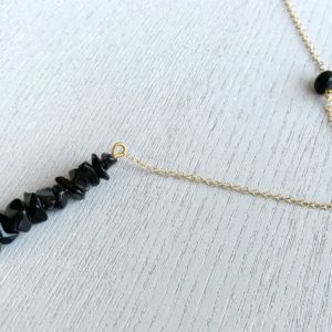 Shop Obsidian Necklaces! Natural Obsidian Stone Necklace, Minimalist Black Crystal Necklace, Reiki Energy, Raw Gemstone Necklace, Layering Necklace, Gift for Her | Natural genuine Obsidian necklaces. Buy crystal jewelry, handmade handcrafted artisan jewelry for women.  Unique handmade gift ideas. #jewelry #beadednecklaces #beadedjewelry #gift #shopping #handmadejewelry #fashion #style #product #necklaces #affiliate #ad