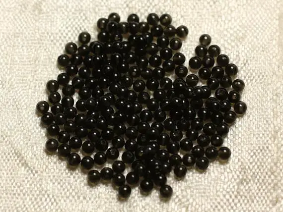 40pc - Perles De Pierre - Obsidienne Noire Fumée Boules 2mm - 4558550010506