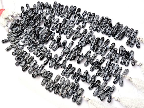 Natural Snow Flake Obsidian Gemstone Smooth Drop Briolette Beads | 7inch Strand-200carats | Aaa Obsidian Semi Precious Gemstone Teardrops