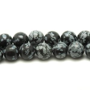 Shop Obsidian Bead Shapes! Thread 39cm 57pc approx – Stone Beads – Obsidian Snowflake Speckled Balls 6mm Grey Black | Natural genuine other-shape Obsidian beads for beading and jewelry making.  #jewelry #beads #beadedjewelry #diyjewelry #jewelrymaking #beadstore #beading #affiliate #ad