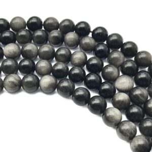 Shop Obsidian Round Beads! 10mm Silver Obsidian Beads, Round Gemstone Beads, Wholesale Beads | Natural genuine round Obsidian beads for beading and jewelry making.  #jewelry #beads #beadedjewelry #diyjewelry #jewelrymaking #beadstore #beading #affiliate #ad