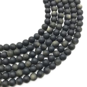 Shop Obsidian Round Beads! 6mm Matte Gold Obsidian Beads, Round Gemstone Beads, Wholesale Beads | Natural genuine round Obsidian beads for beading and jewelry making.  #jewelry #beads #beadedjewelry #diyjewelry #jewelrymaking #beadstore #beading #affiliate #ad