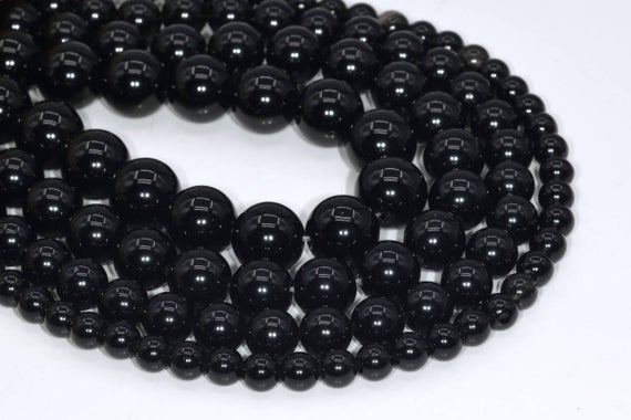 Genuine Natural Black Obsidian Loose Beads Grade A Round Shape 6mm 8mm 10mm