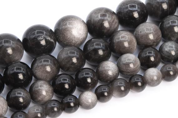 Silver Obsidian Beads Grade Aaa Genuine Natural Gemstone Round Loose Beads 4mm 6mm 8mm 9-10mm 12mm Bulk Lot Options