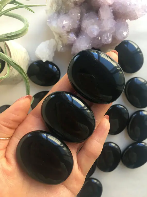 Black Obsidian Palm Stone, Natural Black Obsidian, Polished Black Obsidian, Black Obsidian Pocket Stone, Healing Crystal, Black Obsidian