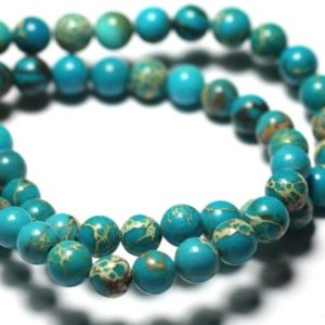 Shop Ocean Jasper Bead Shapes! 10pc – Perles de Pierre – Jaspe Sédimentaire Boules 6mm Bleu Turquoise – 8741140028579 | Natural genuine other-shape Ocean Jasper beads for beading and jewelry making.  #jewelry #beads #beadedjewelry #diyjewelry #jewelrymaking #beadstore #beading #affiliate #ad