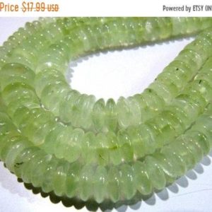 Natural Prehnite German Cut Smooth Rondelle Beads 6-10mm size Graduated Beads 8 inch long Strand Jewelry Making Supply Wholesale Prices | Natural genuine rondelle Prehnite beads for beading and jewelry making.  #jewelry #beads #beadedjewelry #diyjewelry #jewelrymaking #beadstore #beading #affiliate #ad
