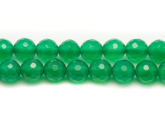 10pc - Perles De Pierre - Onyx Vert Boules Facettées 6mm   4558550038104