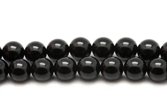 Fil 39cm 32pc Env - Perles De Pierre - Onyx Noir Boules 12mm
