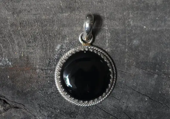 Natural Black Onyx Pendant,onyx Pendant,925 Silver Pendant,black Onyx Pendant,round Shape Pendant,black Onyx Gemstone