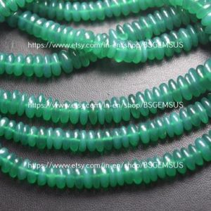 Shop Onyx Rondelle Beads! 13 Inches Strand,Natural Green Onyx Smooth Rondelles Size 7-8mm | Natural genuine rondelle Onyx beads for beading and jewelry making.  #jewelry #beads #beadedjewelry #diyjewelry #jewelrymaking #beadstore #beading #affiliate #ad