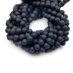 Shop Onyx Round Beads! Black Agate Beads | Matte Black Agate Round Beads | 4mm 6mm 8mm 10mm 12mm | Loose Gemstone Beads | Natural genuine round Onyx beads for beading and jewelry making.  #jewelry #beads #beadedjewelry #diyjewelry #jewelrymaking #beadstore #beading #affiliate #ad