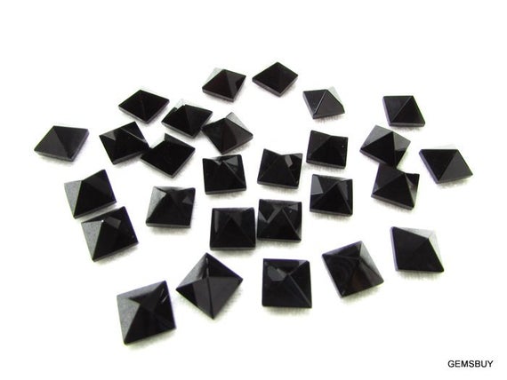 10mm Black Onyx Pyramid Square Cabochon Gemstone, Black Onyx Square Pyramid Cabochon Gemstone, Black Onyx Pyramid Square Loose Gemstone