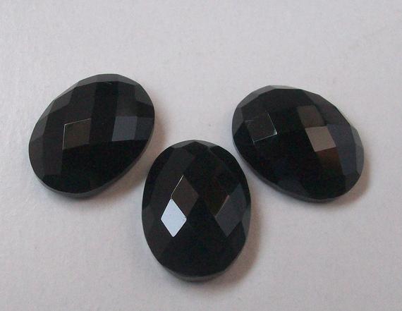 12x16mm Black Onyx Faceted Oval Checker Flat Stone, Aaa Quality Gemstone, Nice Quality Z Black Onyx Oval Faceted Checker Flat Loose Gemstone