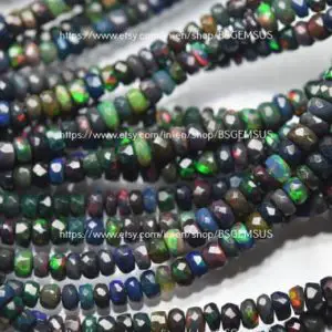 Shop Opal Faceted Beads! 16 Inches strand,Finest Quality,Natural Ethiopian Black Opal Faceted Rondelles Beads.4-6mm | Natural genuine faceted Opal beads for beading and jewelry making.  #jewelry #beads #beadedjewelry #diyjewelry #jewelrymaking #beadstore #beading #affiliate #ad