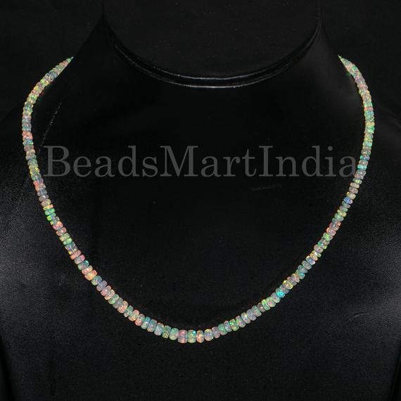 Ethiopian Opal Necklace, 3-6.5mm Opal Smooth Necklace, Ethiopian Opal Rondelle Necklace,ethiopian Opal Beads,ethiopian Opal Smooth Beads