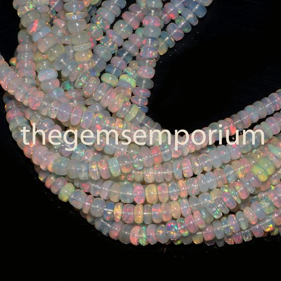 Ethiopian Opal Plain Smooth Rondelle Beads, Ethiopian Opal Welo Fire Rondelle Beads, Ethiopian Opal Beads, Opal Rondelle Beads Top Quality,