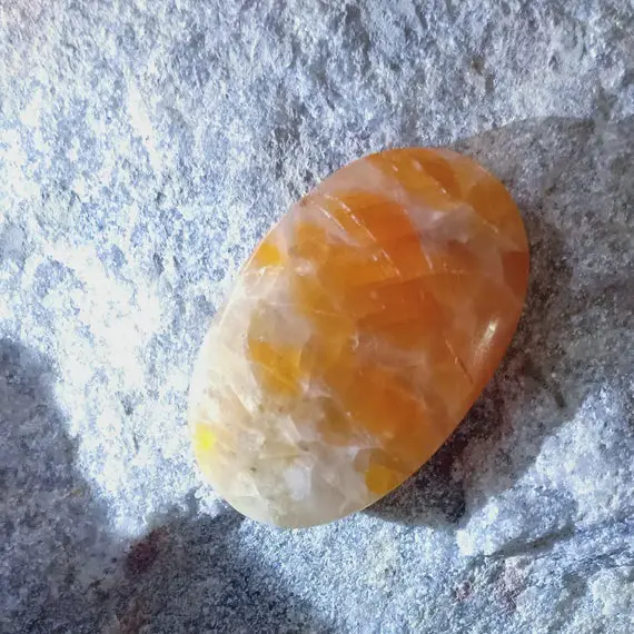 Natural Mexico Orange Calcite Oval Shape Cabochon Loose Gemstone 22x34x5 Mm