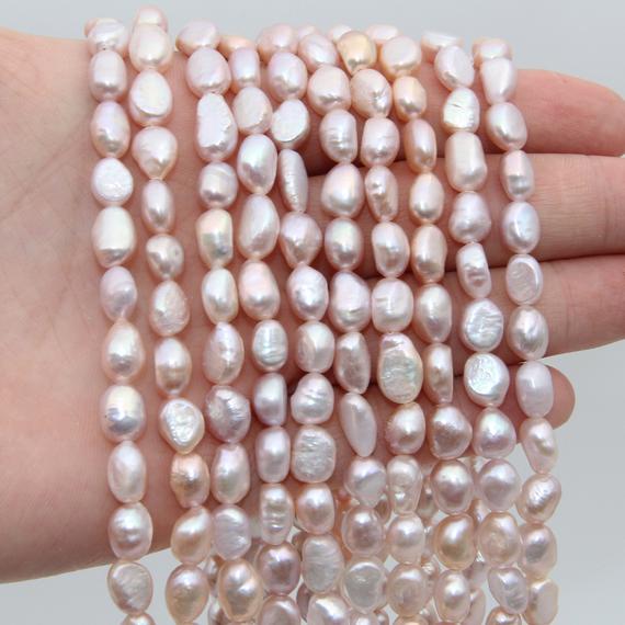 7~8mm Nugget Pearl Beads,lavender Color Pearl,natural Freshwater Pearl Beads,seed Pearl,luster Pearl,loose Pearl Strand Beads,pearl Jewelry.
