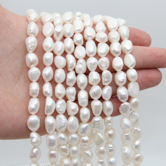 9~10mm Nugget Pearl Beads,freshwater Pearl,white Luster Pearl Beads,loose Pearl,seed Pearl Beads,pearl Strand,natural Pearl Jewelry Beads.