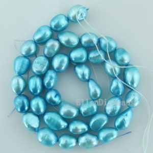 Shop Pearl Beads! 8-9mm Sky blue Nugget Freshwater Pearls, Irregular Pearl Beads, Loose Pearls For Necklace Bracelet, Wholesale Pearls-14inches-36pcs-LN005-16 | Natural genuine beads Pearl beads for beading and jewelry making.  #jewelry #beads #beadedjewelry #diyjewelry #jewelrymaking #beadstore #beading #affiliate #ad