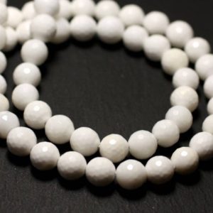 Shop Pearl Faceted Beads! 10pc – Perles Nacre naturelle blanche opaque Boules facettées 8mm – 8741140014480 | Natural genuine faceted Pearl beads for beading and jewelry making.  #jewelry #beads #beadedjewelry #diyjewelry #jewelrymaking #beadstore #beading #affiliate #ad