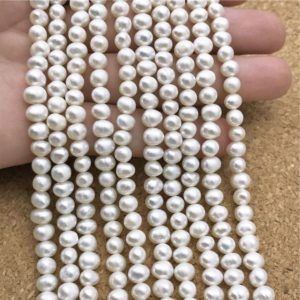 Shop Freshwater Pearls! 5-6mm Freshwater Pearl Beads, White Pearl, Pearl Jewelry | Natural genuine beads Pearl beads for beading and jewelry making.  #jewelry #beads #beadedjewelry #diyjewelry #jewelrymaking #beadstore #beading #affiliate #ad