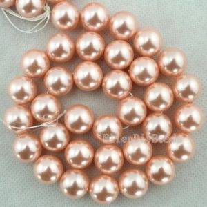 Shop Pearl Round Beads! 12mm  Round Shell Pearl Beads,Pink Pearl Beads,High luster Pearls,Shell Pearl Beads, Loose pearl beads,One Full Strand,34pcs-16 inches-BP032 | Natural genuine round Pearl beads for beading and jewelry making.  #jewelry #beads #beadedjewelry #diyjewelry #jewelrymaking #beadstore #beading #affiliate #ad