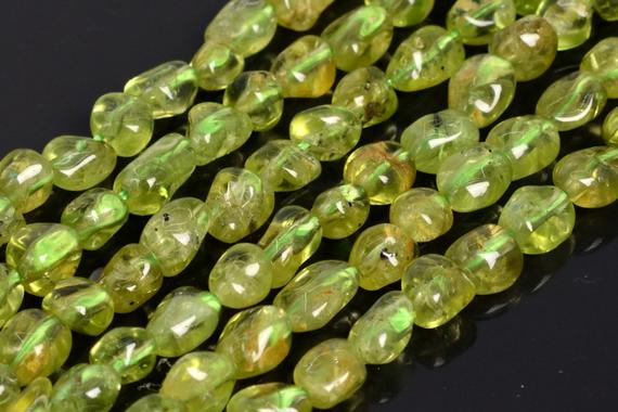 Genuine Natural Peridot Loose Beads Grade Aa Pebble Chips Shape 4-7mm