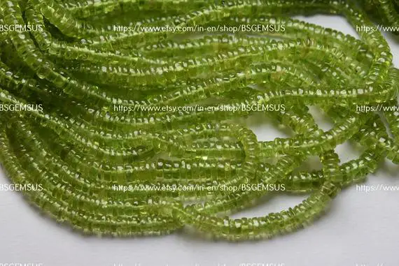 15 Inches Strand,natural Peridot Heishi Cut Beads,size 4.5mm