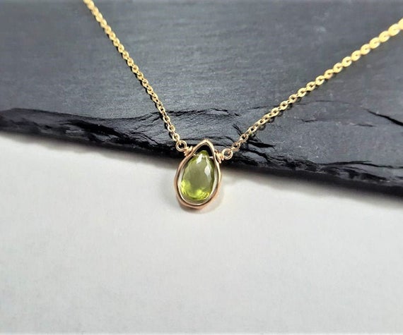 Genuine Peridot Necklace, August Birthstone Necklace /handmade Jewelry/ Gemstone Necklace, Necklaces For Women, Simple Gold Necklace, Dainty