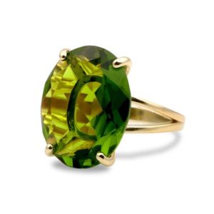 Shop Peridot Rings! 18k Gold Peridot Oval Cut Ring  · Yellow Gold Cocktail Ring · 14k Solitaire Ring · August Birthstone Handmade Ring | Natural genuine Peridot rings, simple unique handcrafted gemstone rings. #rings #jewelry #shopping #gift #handmade #fashion #style #affiliate #ad
