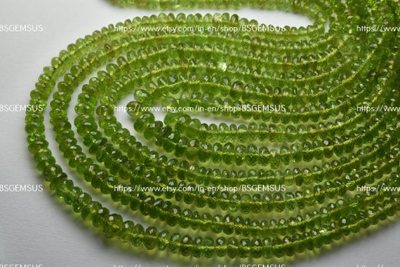 8 Inches Strand,natural Peridot Facetes Rondelle,size 5-5.5mm