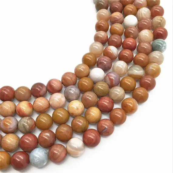 10mm Petrified Wood Jasper Beads, Round Gemstone Beads, Wholesale Beads