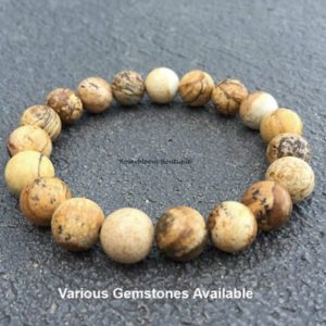 Shop Earth Stone Bracelets! PICTURE JASPER Bracelet-10mm Genuine Picture Jasper Stone-Jasper Bracelet-Earth Connection Stone-Brown Stone Bracelet-Natural Picture Jasper | Natural genuine Mookaite Jasper bracelets. Buy crystal jewelry, handmade handcrafted artisan jewelry for women.  Unique handmade gift ideas. #jewelry #beadedbracelets #beadedjewelry #gift #shopping #handmadejewelry #fashion #style #product #bracelets #affiliate #ad