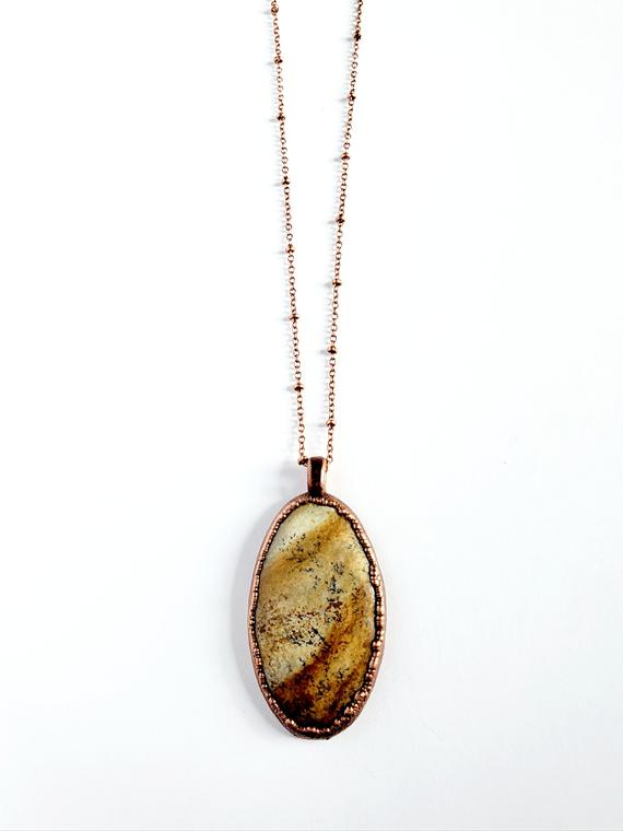 Picture Jasper Necklace // Electroformed Copper // Soldered Copper Chain