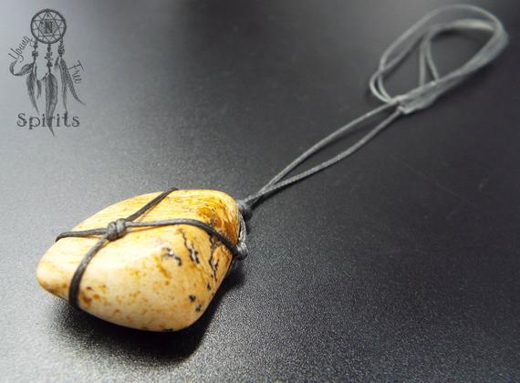 Picture Jasper Necklace Valentines Gift Adjustable Raw Gemstone Pendant Reiki Chakra Crystal Healing Boho Hippie Gift For Him Gift For Her