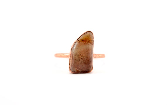 Picture Jasper Ring | Copper Jasper Ring | Crystal Statement Ring | Copper Gemstone Ring | Size 8 1/2 | Electroformed | Earth Jewelry