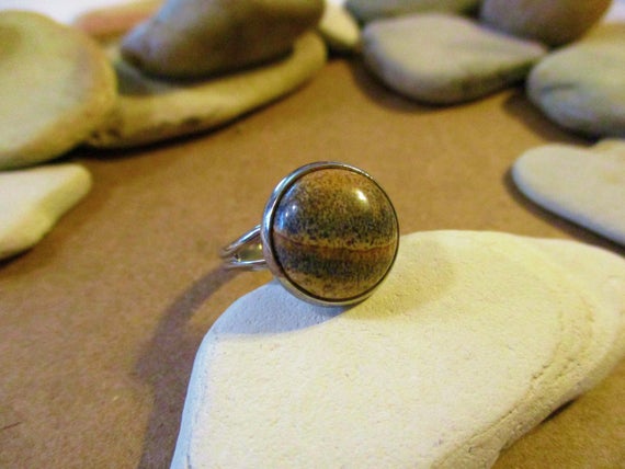 Picture Jasper Ring | Stone Rings | Brown Stone Ring | Landscape Jasper | Jasper Jewelry | Stone Jewelry | Womens Rings | Small Brown Rings