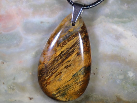 Unisex Pietersite Healing Stone Necklace With A Stainless Steel Bale And Positive Healing Energy!