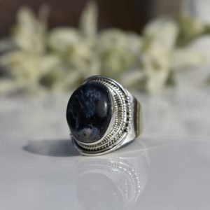 Shop Pietersite Rings! Designer Pietersite Ring, Black Pietersite, Oval Pietersite, Natural Pietersite, Sterling Silver Ring, Pietersite Jewelry, Statement Ring | Natural genuine Pietersite rings, simple unique handcrafted gemstone rings. #rings #jewelry #shopping #gift #handmade #fashion #style #affiliate #ad