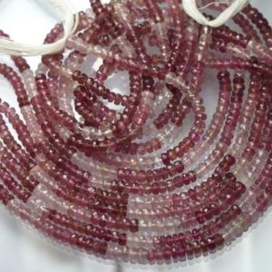 Shop Pink Tourmaline Faceted Beads! 14 Inches Strand,Natural Pink Tourmaline Faceted Rondelles,Size 4-5mm Approx | Natural genuine faceted Pink Tourmaline beads for beading and jewelry making.  #jewelry #beads #beadedjewelry #diyjewelry #jewelrymaking #beadstore #beading #affiliate #ad