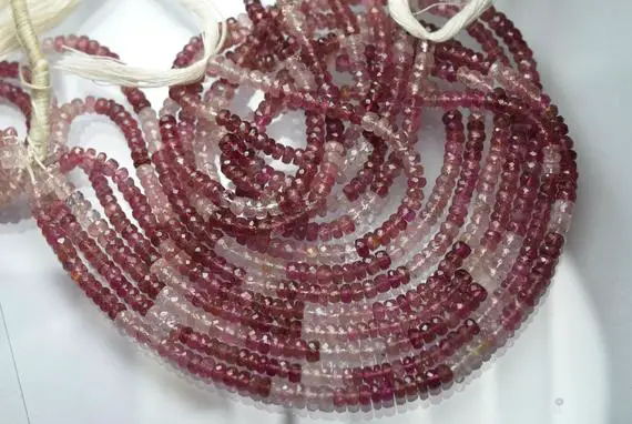 15 Inches Strand,natural Pink Tourmaline Faceted Rondelles,size 3-3.30mm Approx