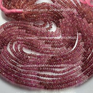 Shop Pink Tourmaline Faceted Beads! 14 Inches Strand,Natural Pink Tourmaline Faceted Rondelles,Size 3.75-4mm Approx | Natural genuine faceted Pink Tourmaline beads for beading and jewelry making.  #jewelry #beads #beadedjewelry #diyjewelry #jewelrymaking #beadstore #beading #affiliate #ad