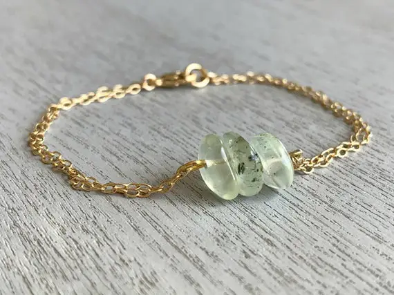 Small Green Crystal Bracelet Silver Or Gold Prehnite Jewelry, Natural Prehnite Bracelet, Valentines Day Gifts For Her, Wife, Girlfriend